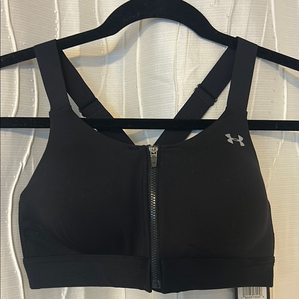 Under Armour Women's Zip-Front Black Sports Bra 34B
